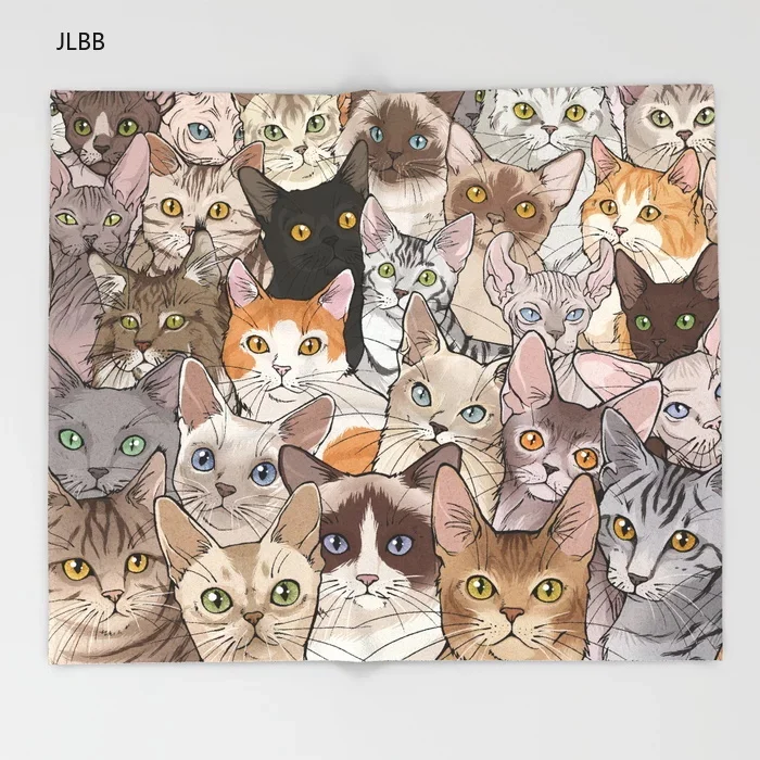 ?? 猫漫画のソファのためにスローかわいい子供デザインロット猫毛布クリスマスの装飾ホームカスタム毛布