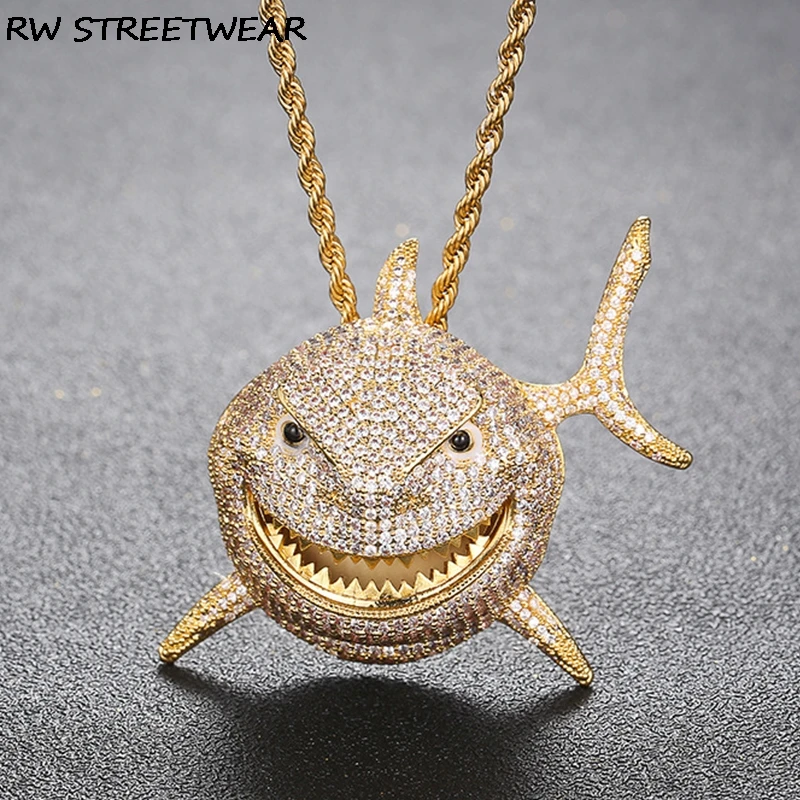 6IX9INE цепочка ожерелье губа Акула золото серебро ювелирные изделия подарок