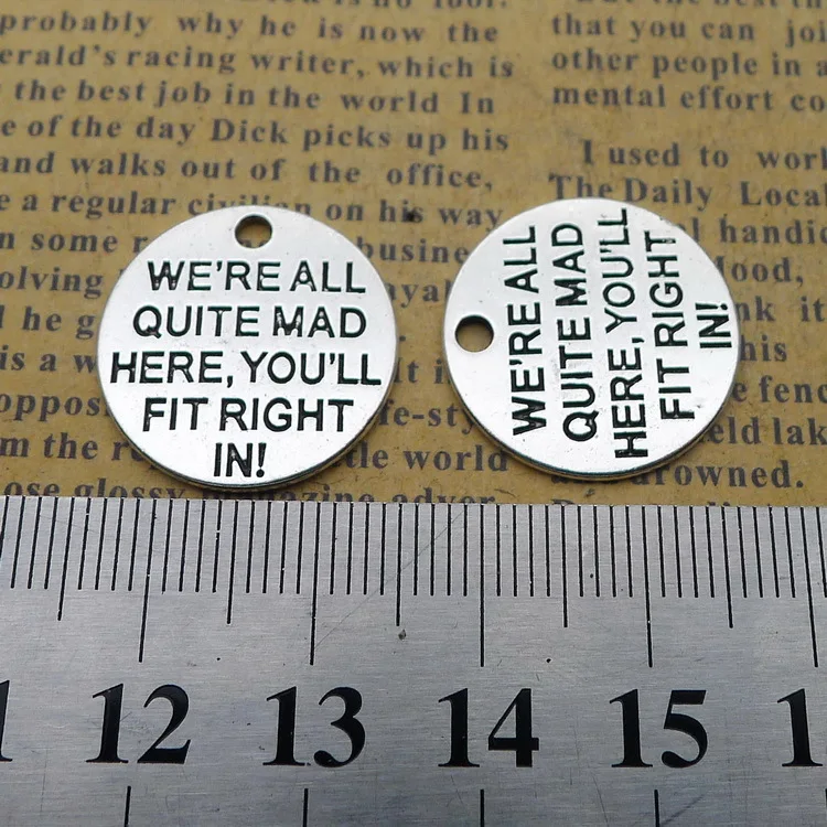 

20*20mm 2.4G round Alloy Lettered antique charm pendant for jewelry making DIY Accessorie Pendant 50pcs/Bag