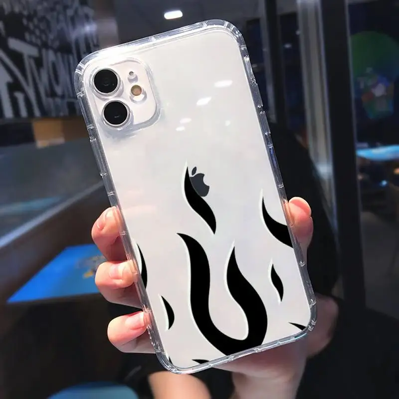 

Fashion Red Flames Fitted Phone Case Transparent for Clear iPhone 11 12 mini pro XS MAX 8 7 6 6S Plus X 5S SE 2020 XR