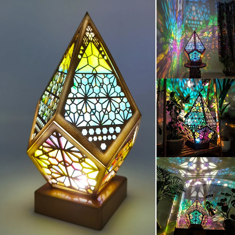 

Романтический напольный светильник со звездами, креативная деревянная лампа в богемном стиле, Красочная 3D проекция, искусство, ремесла, под...