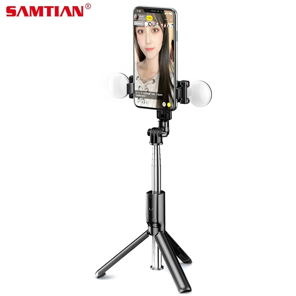 

SAMTIAN Wireless Selfie Stick Extendable Monopod Bluetooth Shutter Control For Selfie Video Record Photography With Fill Light