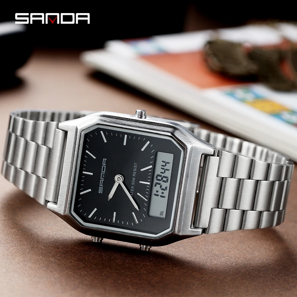 SANDA Military Sports Watches Waterproof Mens Watches Top Brand Luxury Clock Electronic LED Digital Watch Men Relogio Masculino