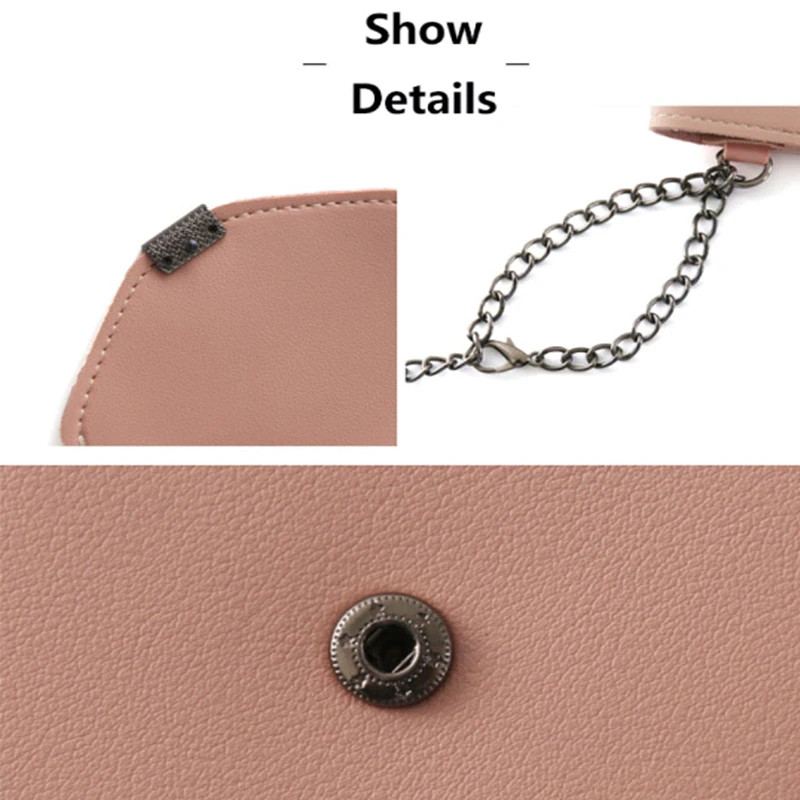 

Cat Ear Transparent Touch Screen Women PU Simple Mobile Phone Bag Messenger Flap Bag Crossbody Chain Purse Wallet Shoulder Bags