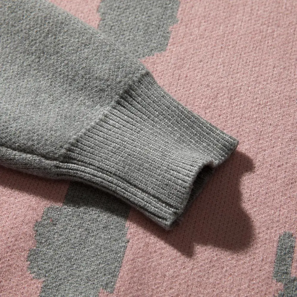 

Men Sweater geometric Print O-Nec Pullover Sweaters Men Soft Slim Casual High Street Fashion Autumn Streetwear