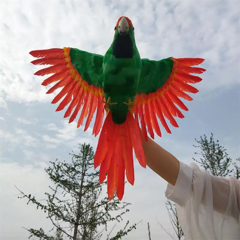 Большая имитация крыльев макет попугая пена и меха зеленый огонь Красный попугай