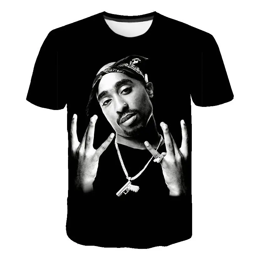

2021 New Summer New Fashion Men Women T Shirt Rapper 2pac Tupac 3D Print Hip Hop T Shirts Casual Cool Tshirt Men Plus Size 5XL