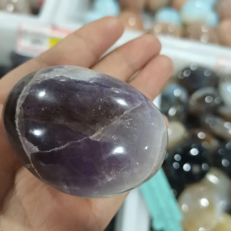 

Natural Amethyst Palm Stone Feng Shui Reiki Beads Crystal Healing Quartz anomaly Chakra