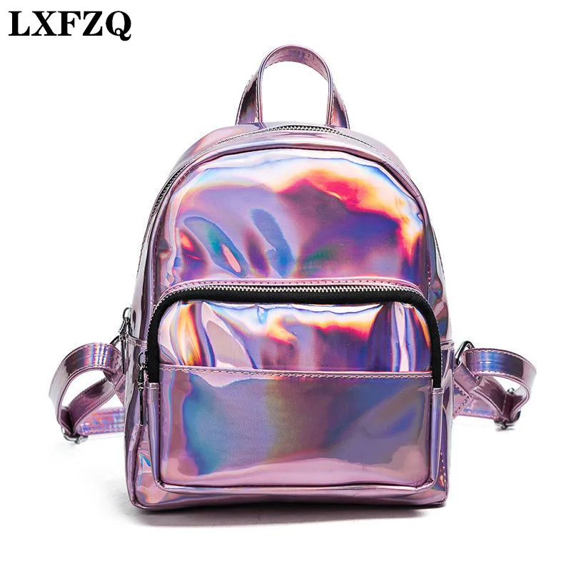 

LXFZQ backpacks for teenage girls rugzak Laser PVC mochila fashion women's backpack School backpack for girls a bag Satchel