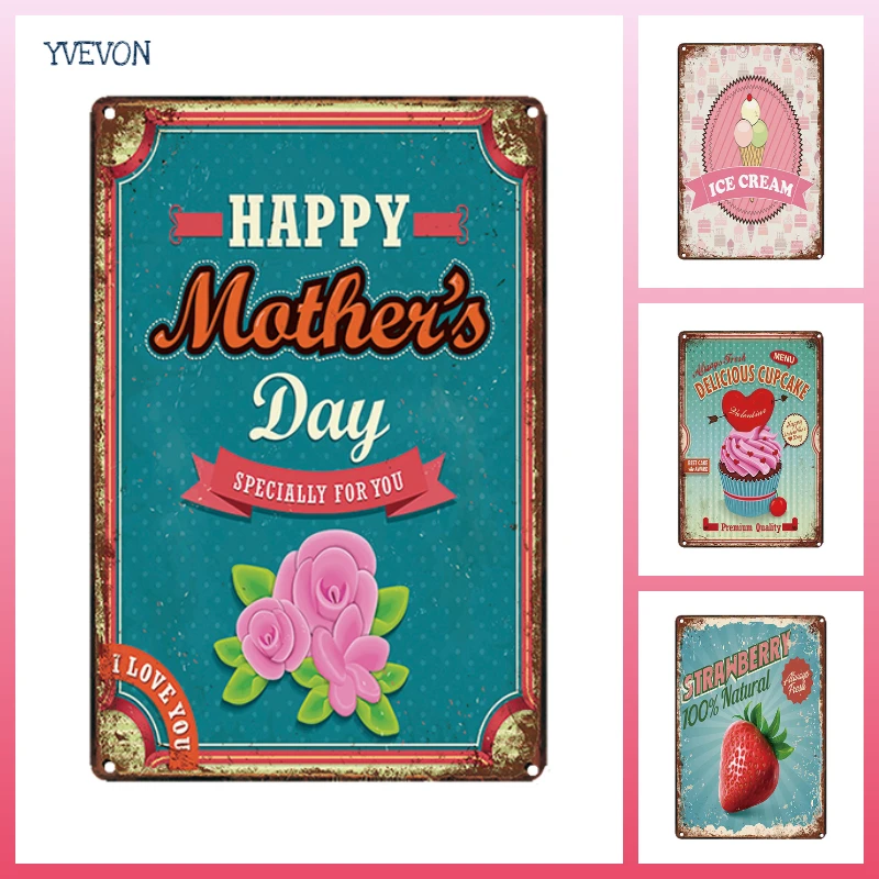 Надпись на день матери металлическая Жестяная Табличка с надписью Love Mum