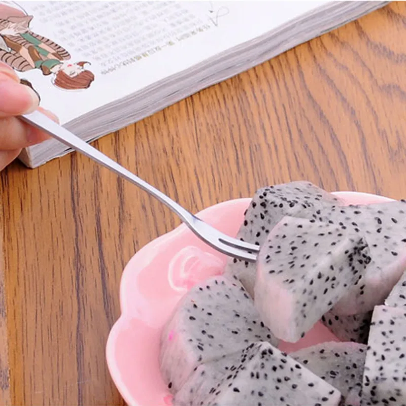 Нержавеющая сталь плоды вилкой Кофе закуски вилка для фруктов и десертов Кухня