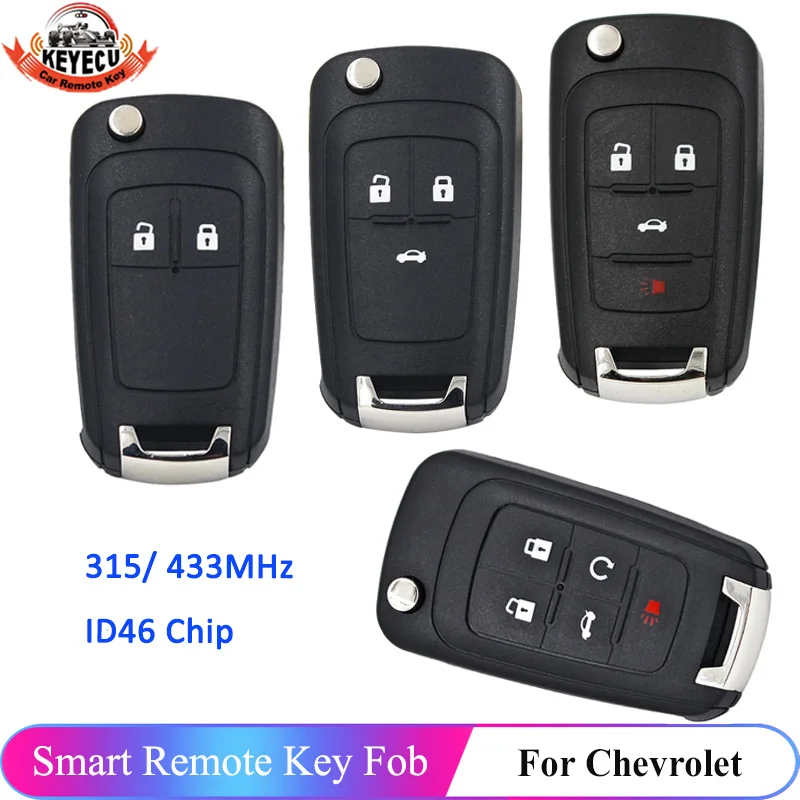 Складной штатив KEYECU с кнопкой 2/3/4/5 315 МГц 433 ID46 для Chevrolet Cruze Malibu Aveo Spark Sail Orlando Key |