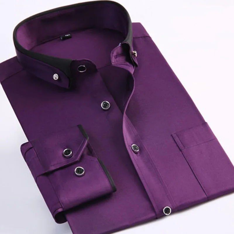 Весенняя Мужская Свадебная рубашка формальная с длинным рукавом размера плюс