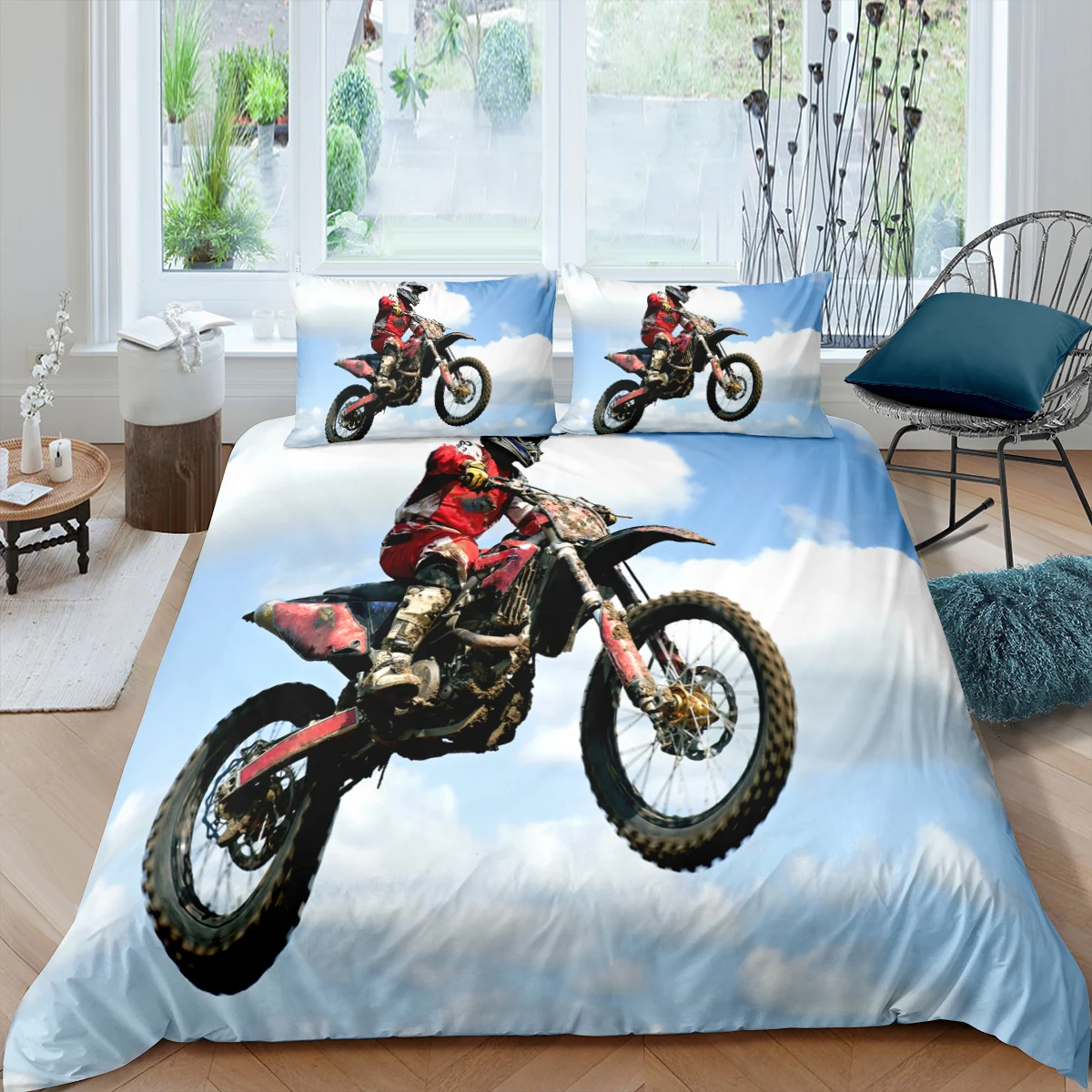 

Motorcycle Bedding Set Sport Scenery Fashion 3D Print Comforter Luxury Queen King Single Size Duvet Cover Set Home Textile Decor