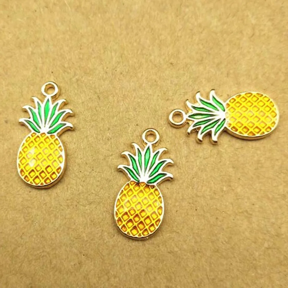 

10pcs 8x16mm pineapple charm enamel charm for jewelry making fashion earring pendant necklace bracelet charms
