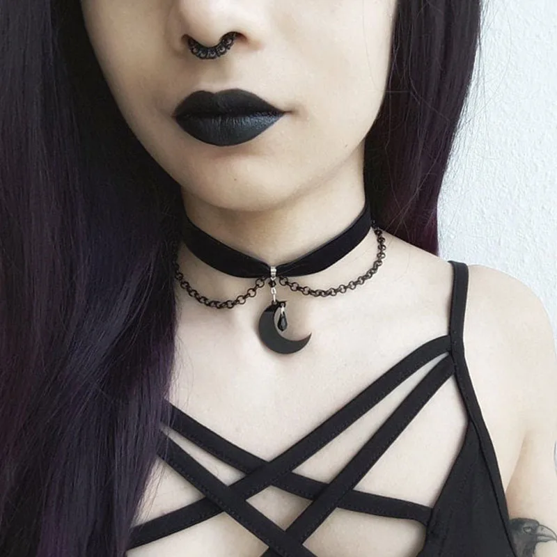 Ожерелье-чокер в виде Луны и Полумесяца | Украшения аксессуары