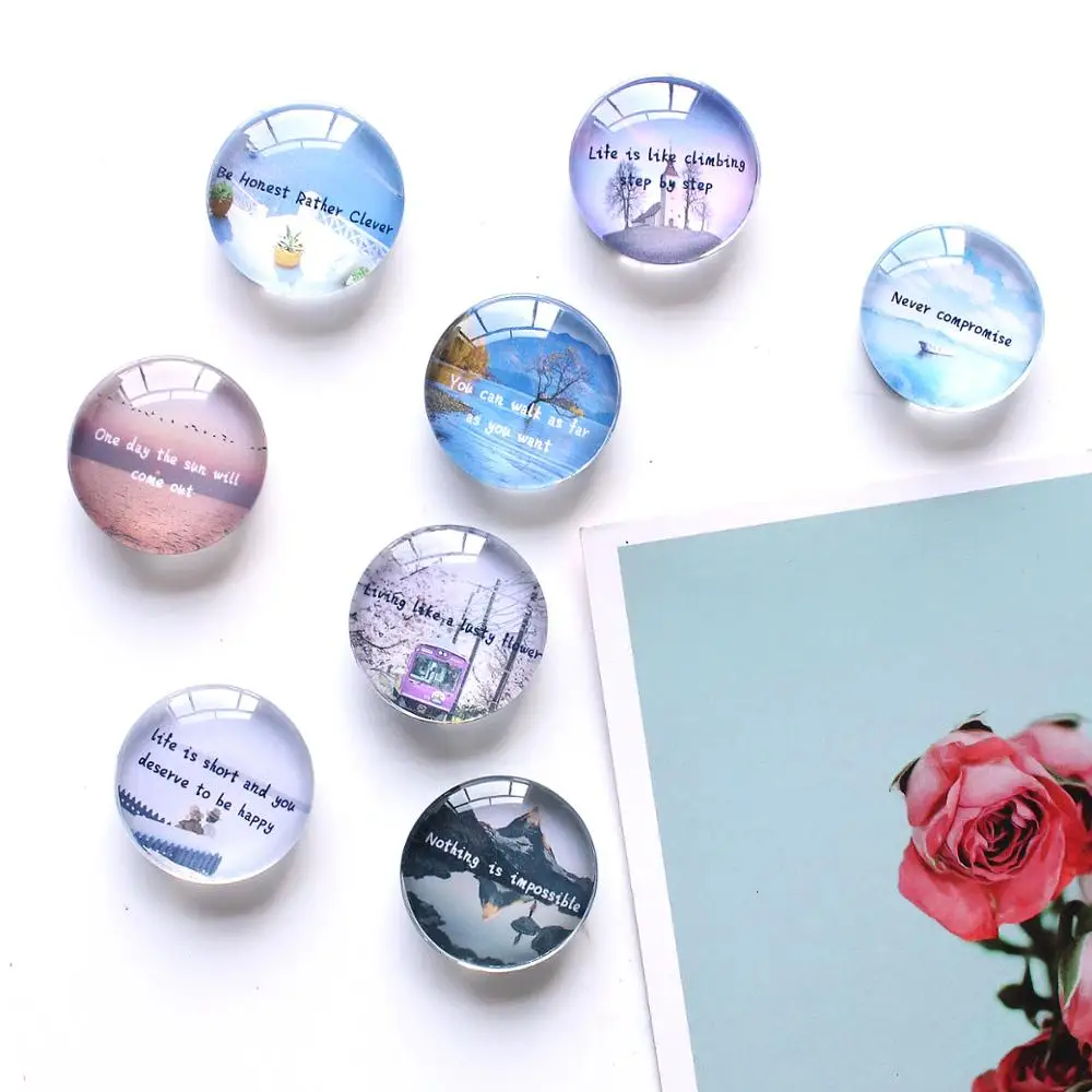 QiYue необычные буквы пейзаж простые маленькие магнитные стеклянные наклейки на