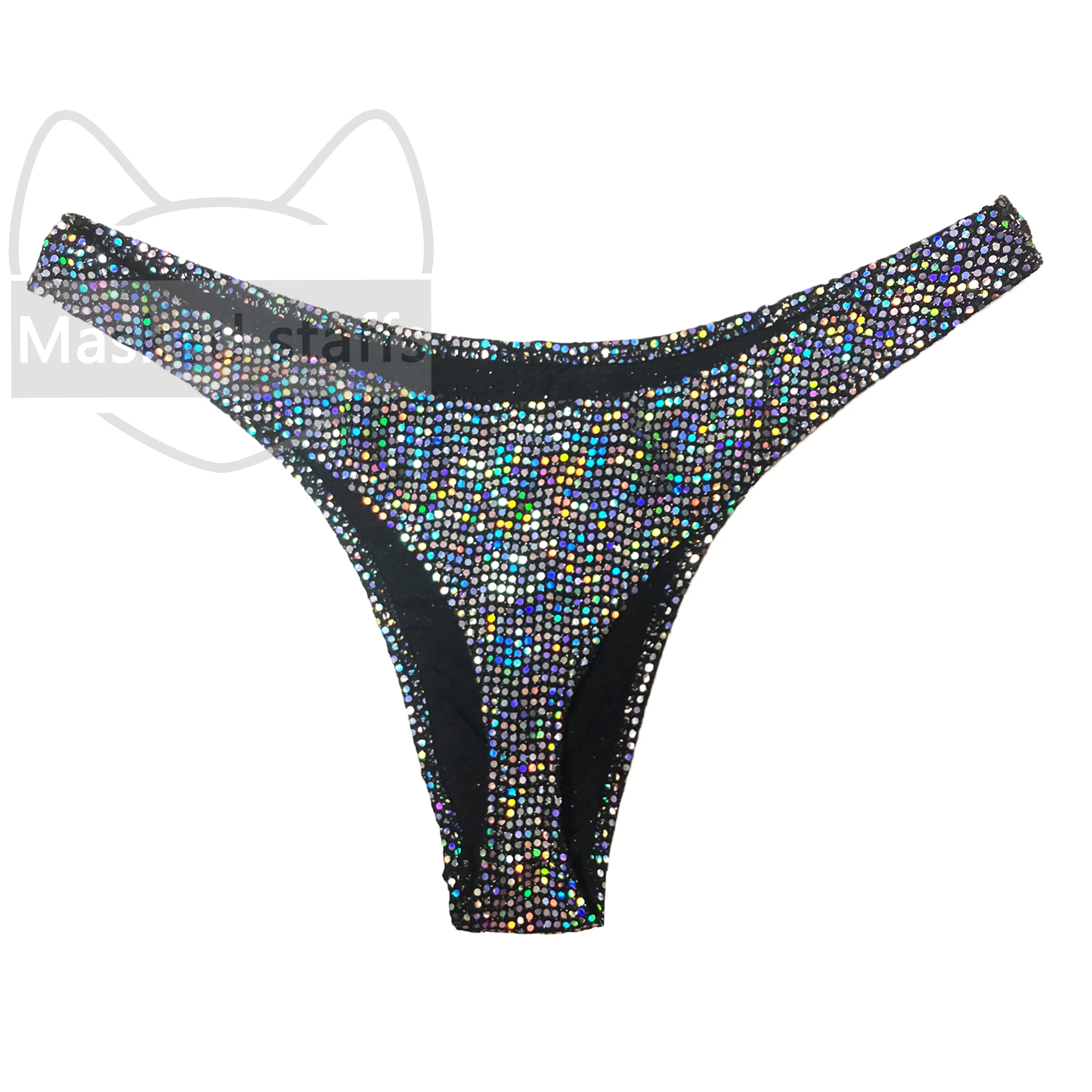 Masked staffs  Men's shiny oversized T-shirt sexy solid bikini high score sexy bikini pants shiny pearlescent pants