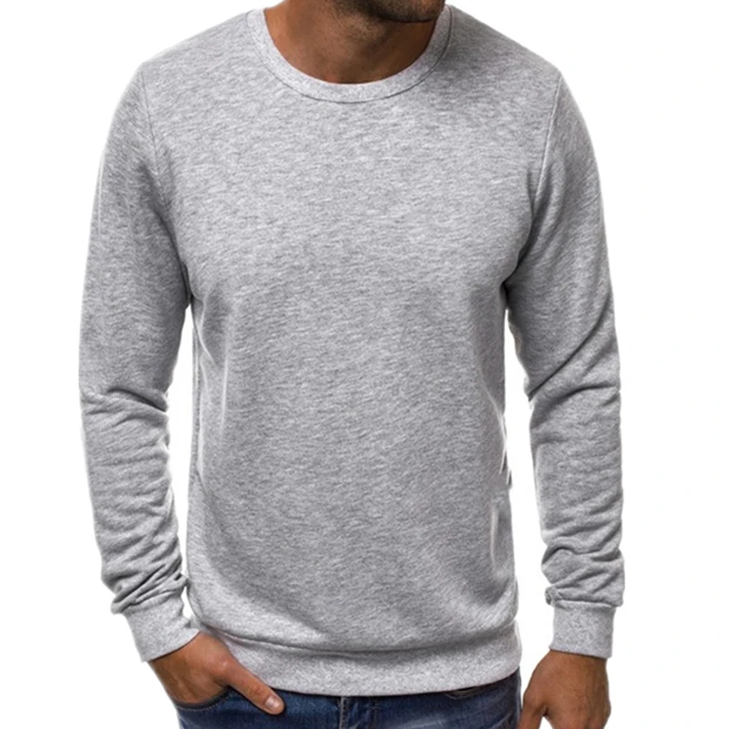 

Solid Color Sweatshirt Men Crewneck Sweatshirts Winter Autumn Casual Long Sleeve Tops Pullover Gray Black White Streetwear