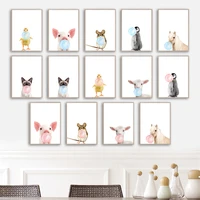 bubble duck pig mouse penguin horse cat sheep wall art canvas painting nordic posters and prints wall pictures kids room decor