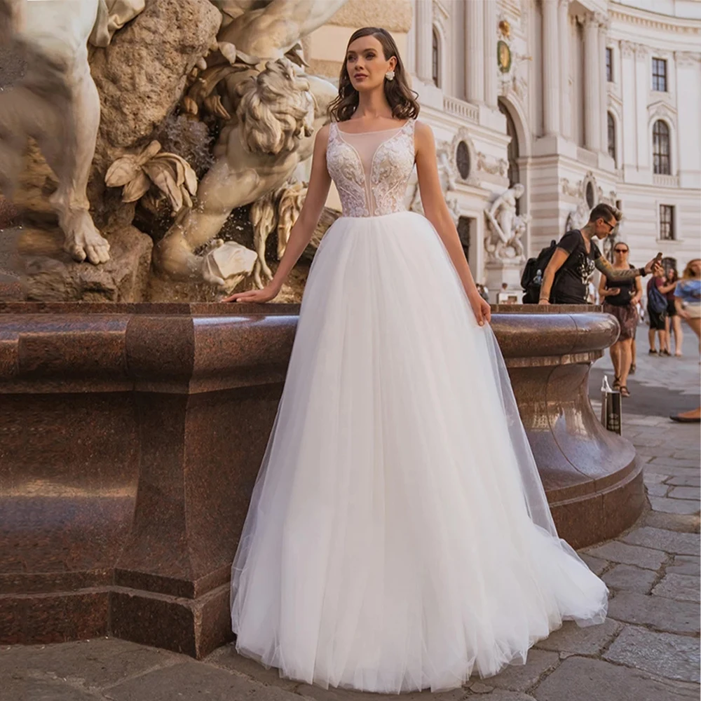 Свадебные платья с круглым вырезом 2021 элегантное женское платье без рукавов