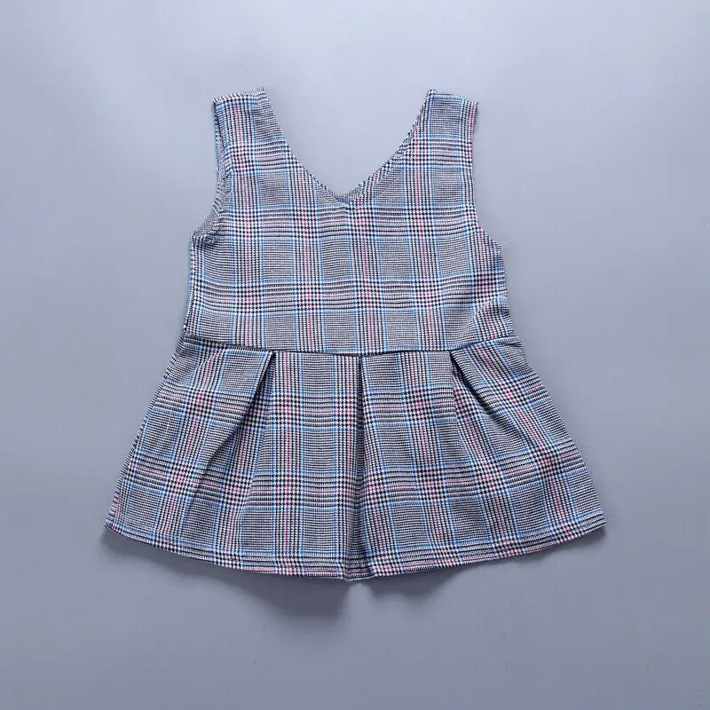 3 шт. хлопковая рубашка в клетку с длинным рукавом и бантом|Комплекты одежды для