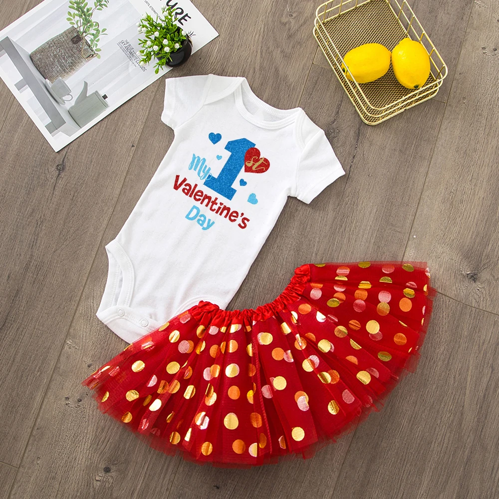 Мой первый день Святого Валентина детское боди Одежда Новорожденные Девочки
