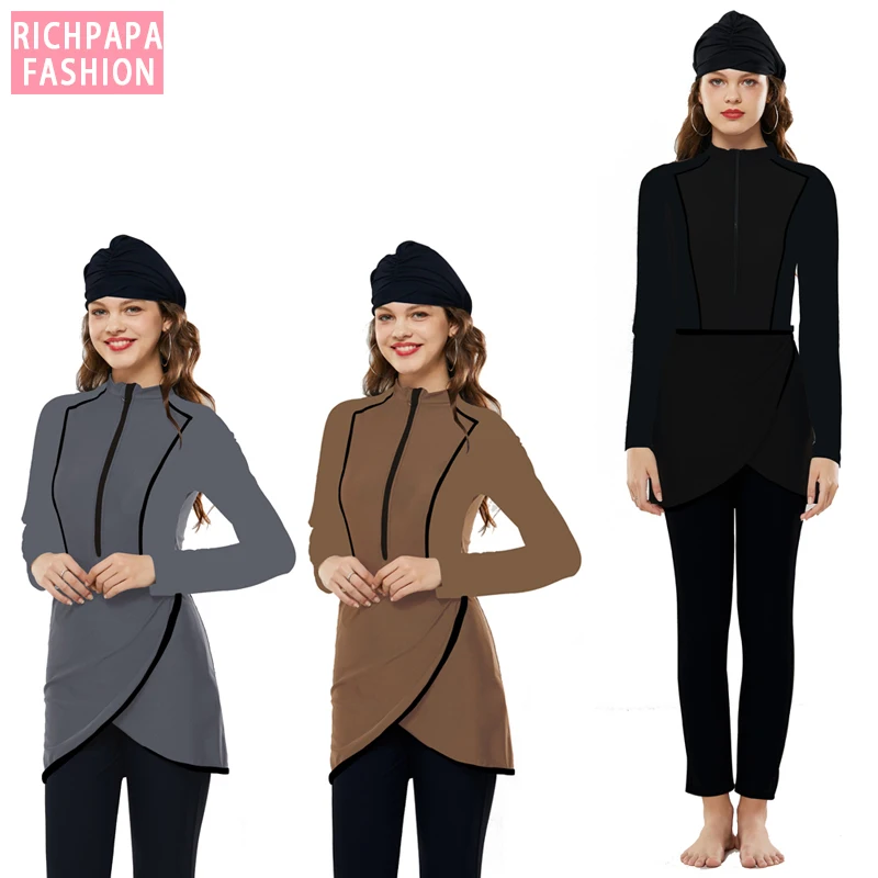 Новый дизайн 2020 цветные мусульманские купальники исламский скромный купальник