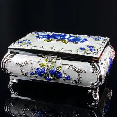 Collection Old Home Decoration Handwork Miao Silver Carving Flower Jewel Box Gift