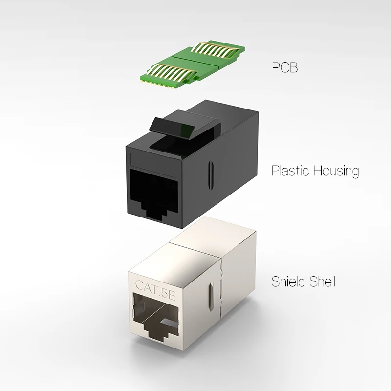 RJ45 Cat5e встроенный муфта Женский адаптер для трапецеидального искажения сети STP FTP