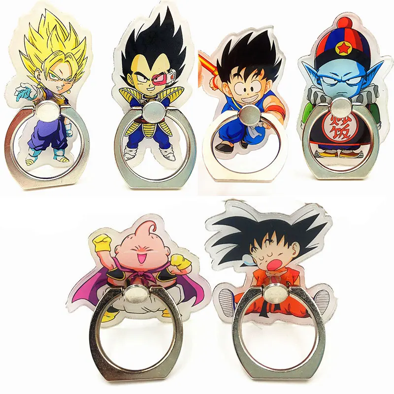 dragon ball saiyan mobile phone holder goku vegeta phone ring dragon ball z gogeta buu finger ring stand for phone free global shipping