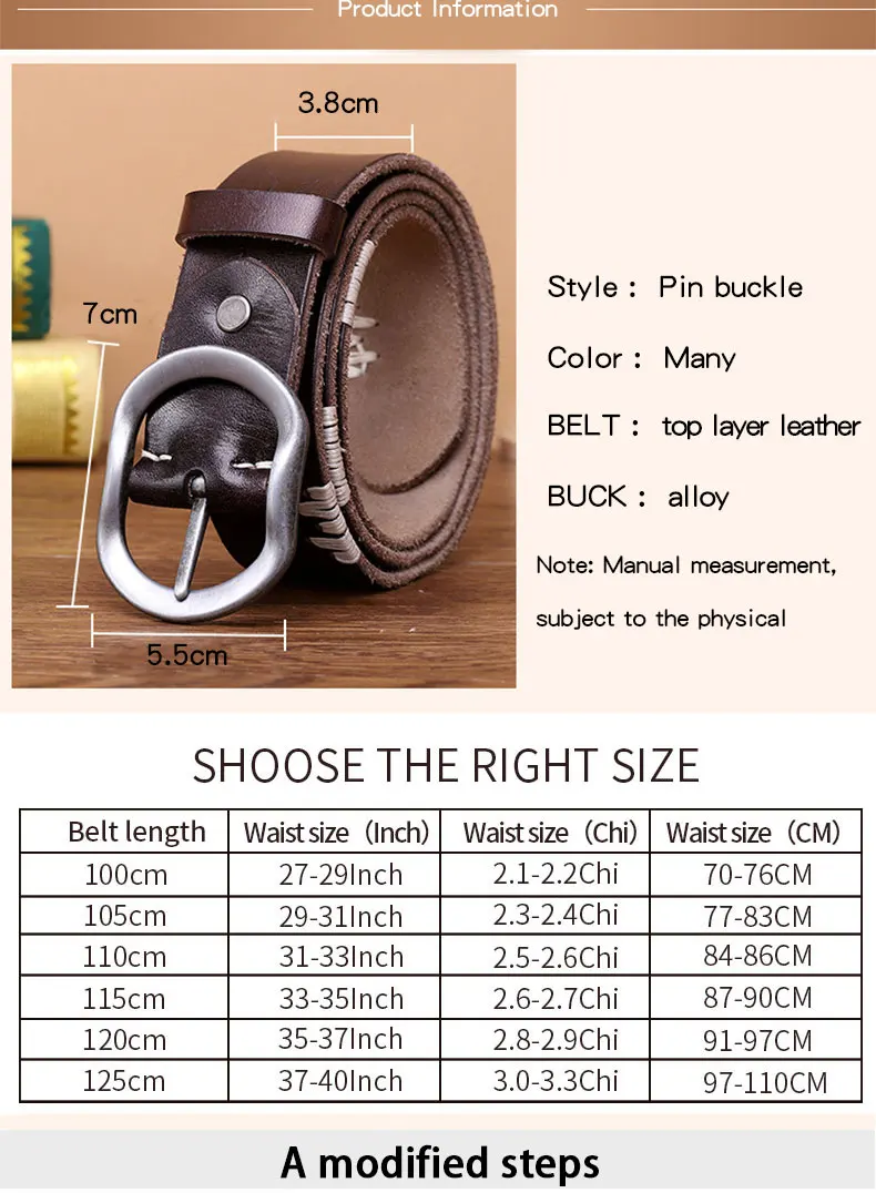 

Leather belt men luxury strap male belts for men new fashion classic vintage pin buckle Cowskin Casual belt high quality
