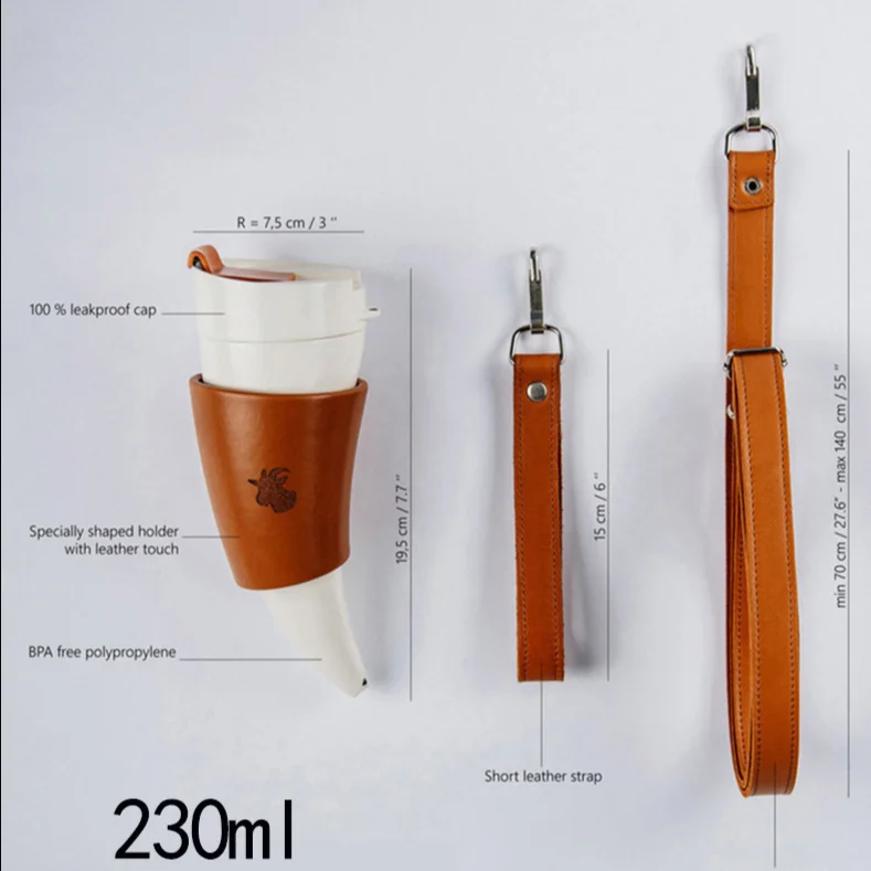 

Creative goat horn coffee cup 230ml stainless steel vacuum cup travel lovers water bottle with rope thermos tea cup