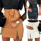 Сексуальные юбки из искусственной кожи, Женская мини-юбка с высокой талией, облегающие короткие юбки-карандаш на молнии, новая модная одежда с принтом