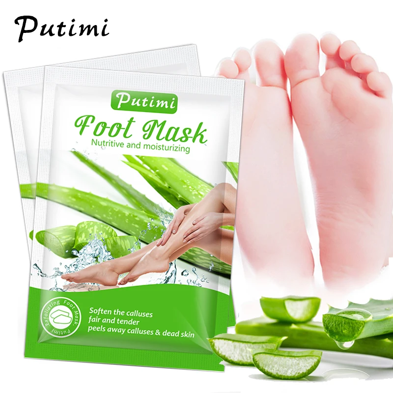 

PUTIMI Aloe Essence Foot Mask Socks Exfoliating Dead Skin Repair Feet Mask for Legs Foot Peeling Mask Whitening Foot Patch