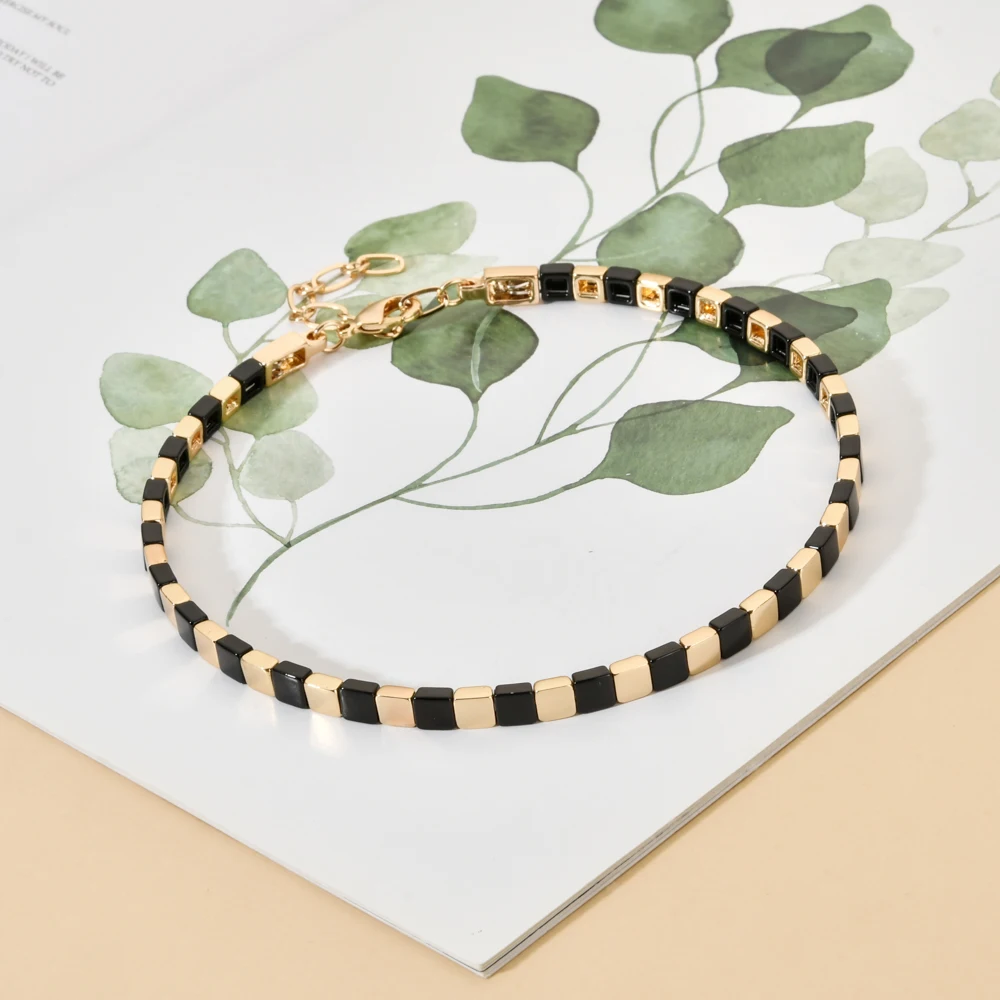 

Short Choker Women Necklace For Beach Fashion DIY Beads Rainbow Colorful Chokers Neck Jewelry For Girls Party Gift Wholesale