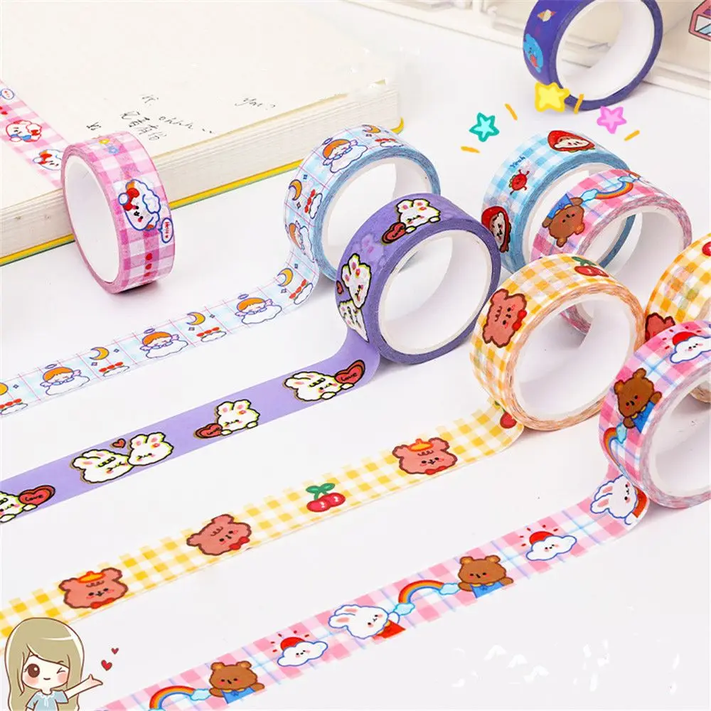 

15cm x 5m Decorative Diary Cartoon Bear Bunny Kawaii Decorative Tape Set Japanese Stationery Scrapbooking Supplies Stickers
