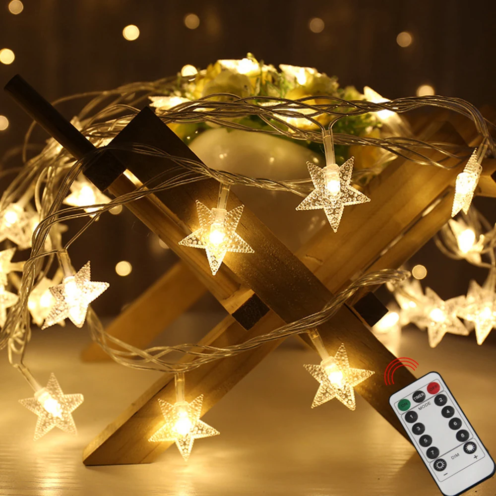 Светодиодный светильник LEADLY для улицы гирлянда со звездами 20/60/80 светодиодный