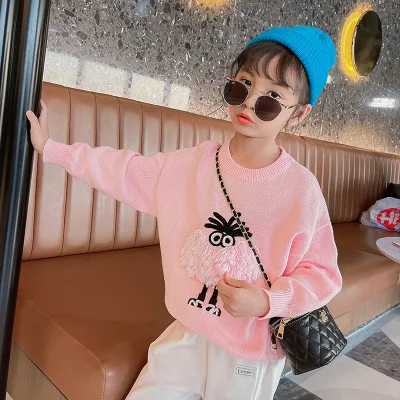 

2021 Spring and Autumn Children's Sweater Baby Clothes New Kids Long-sleeved Sweaters Toddler Girl Cartoon Knitted Tops Sweaters