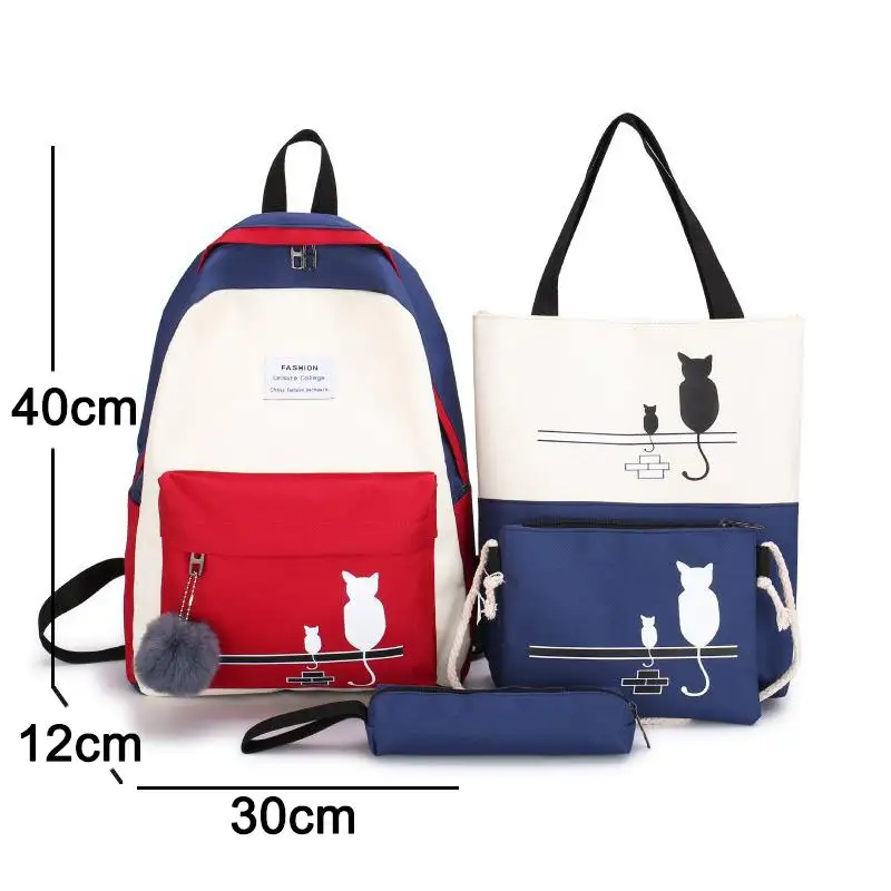 

Girls Backpack Canvas Printing Children School Bags Laptop Backpack Women Bag Lightweight Kids Backpack Student Bookbag 4pcs/set