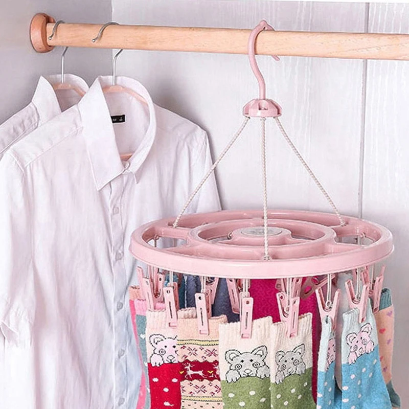 12/24 зажим круглая пластиковая подвесная сушилка для белья многофункциональная
