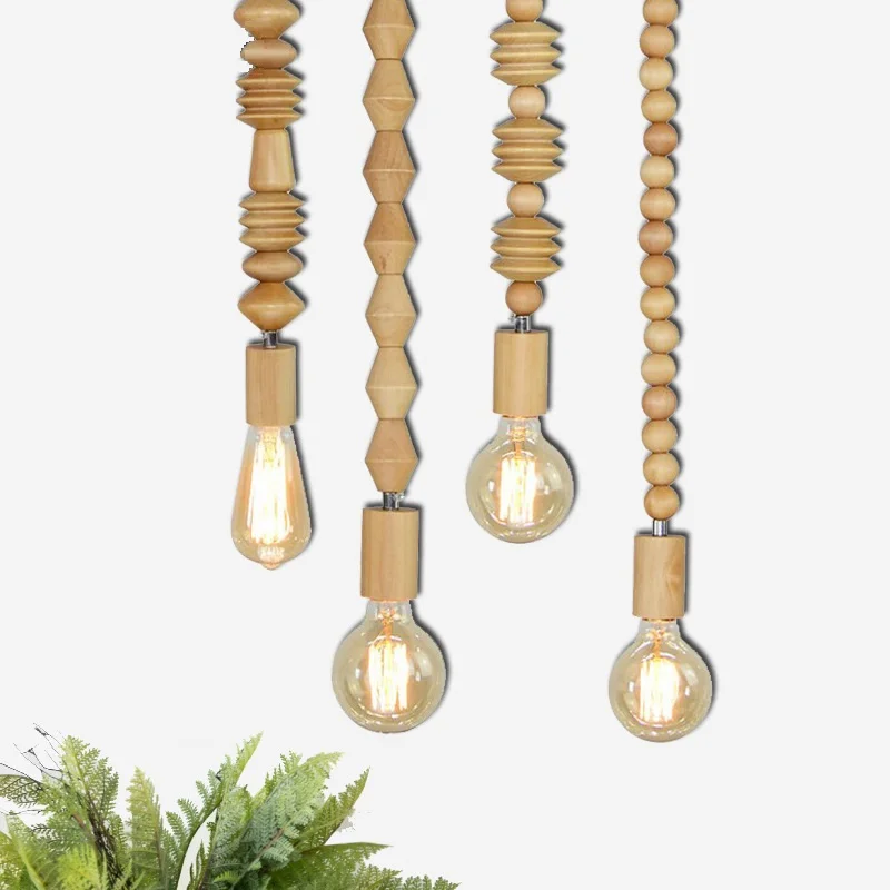 

LukLoy LED Modern Nordic Solid Wood Pendant Light Designer Hanging Lamp Wood Bar Light Shop Clothing Light Store Decorative Lamp