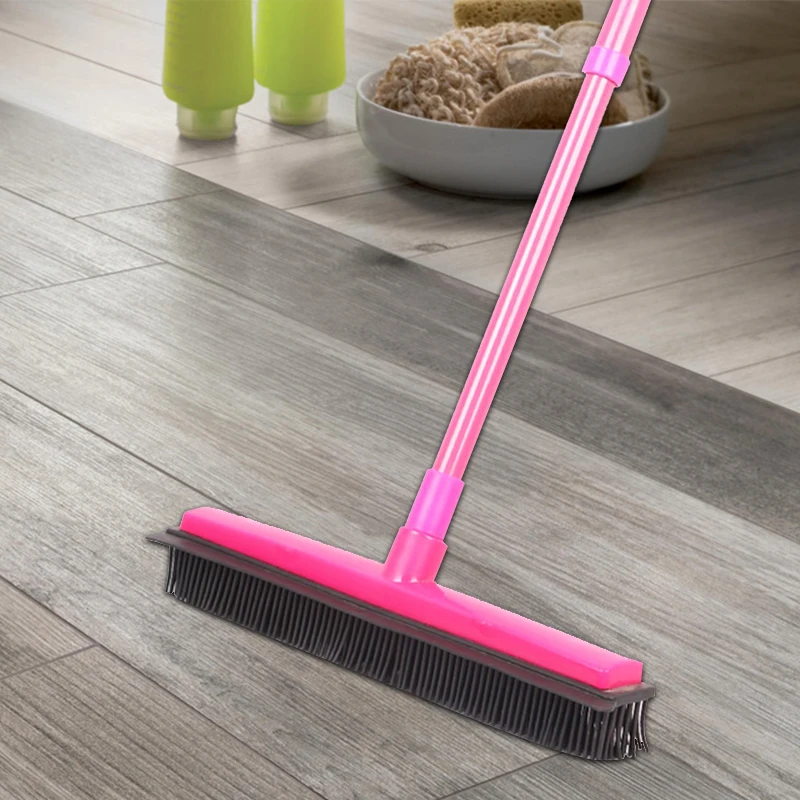 

Pet Hair Rubber Removal Telescopic Broom Bristles Magic Clean Sweeper Squeegee Scratch Bristle Long Push Broom