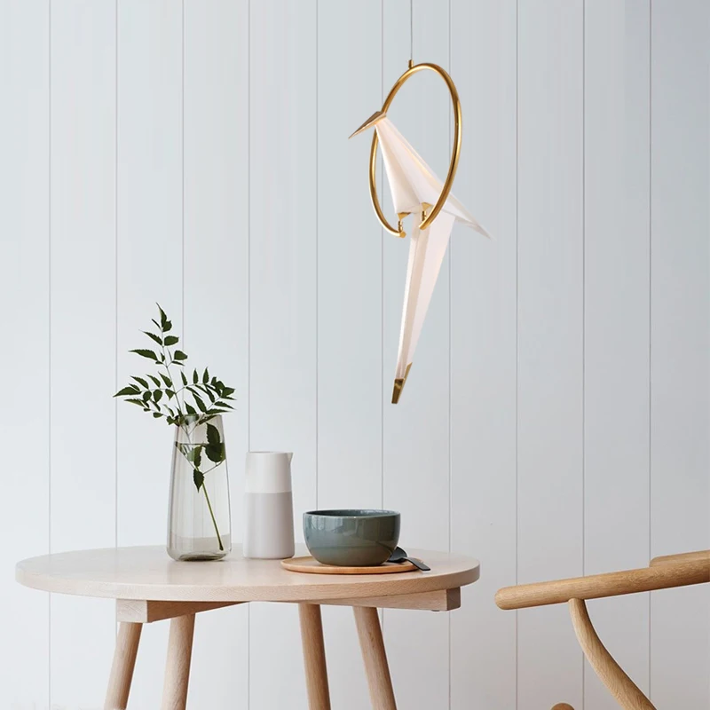 

A Birds Cage Paper Hanging Lamp Gold Cage Paper Pendant Lamp for Living Room Bedroom Origami Bird Light Home Decor Hanging Lamp