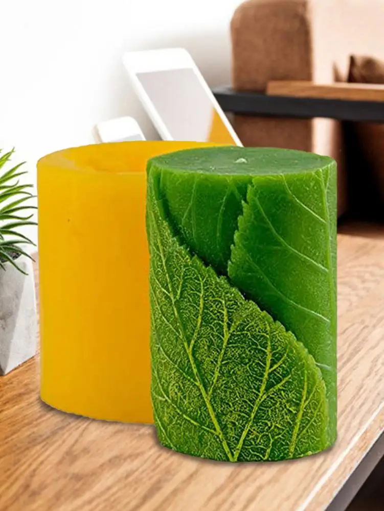 Новая форма для свечей 3D силиконовая рукоделия цилиндр с листьями сделай сам