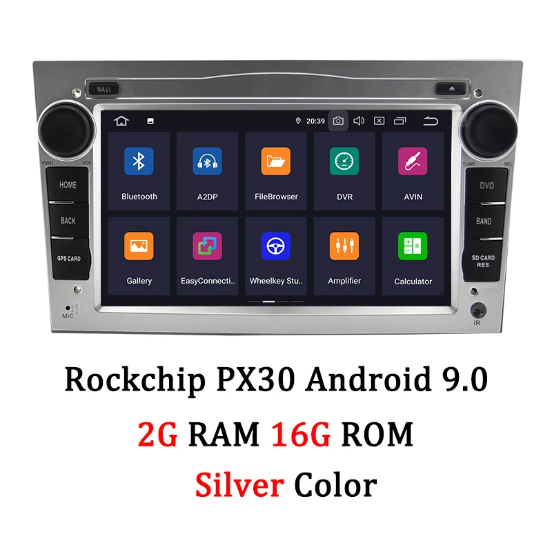 PX30 Silver AUTOTOP 2 Din Android 9,0 автомобильный DVD gps для Opel Vauxhall Astra Meriva Vectra Antara Zafira Corsa Agila " gps радио плеер без DVD - Цвет: PX30 Silver