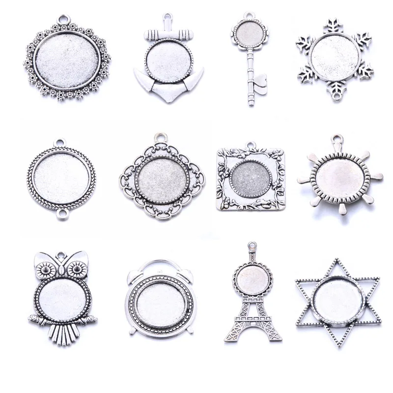 

10pcs/lot Fit 20mm Round Glass Cabochon Base Setting Pendant Tray For Jewelry DIY Making