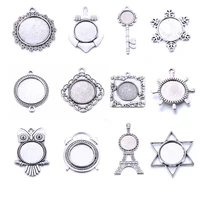 10pcslot fit 20mm round glass cabochon base setting pendant tray for jewelry diy making