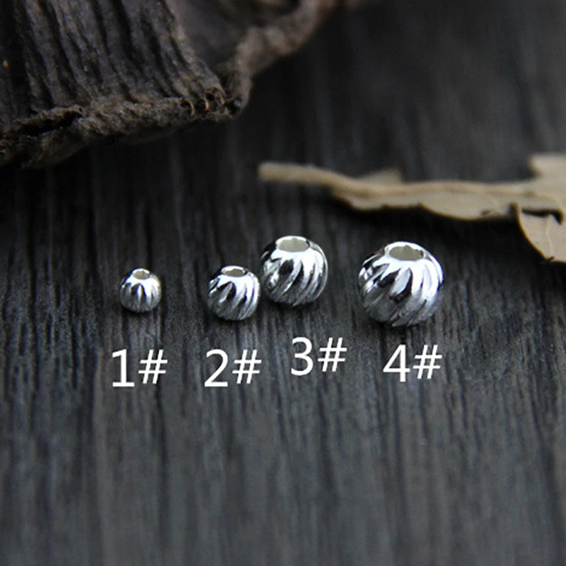 10pcs 925 Sterling Silver Color 3 4 5 6MM Fashion Charm Beads Perforation Loose Beads DIY Jewelry Accessories Wholesale