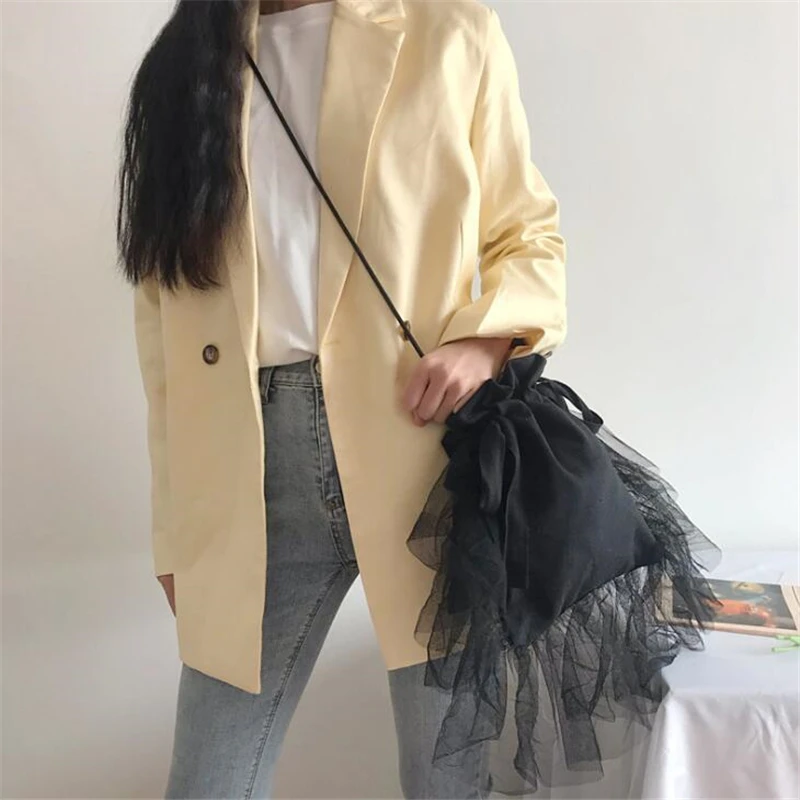 Винтажная Черная кружевная сумка для женщин на шнурке через плечо холщовая